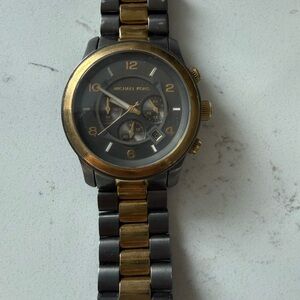 Michael Kors Two-Tone Gold and Black Chronograph Watch